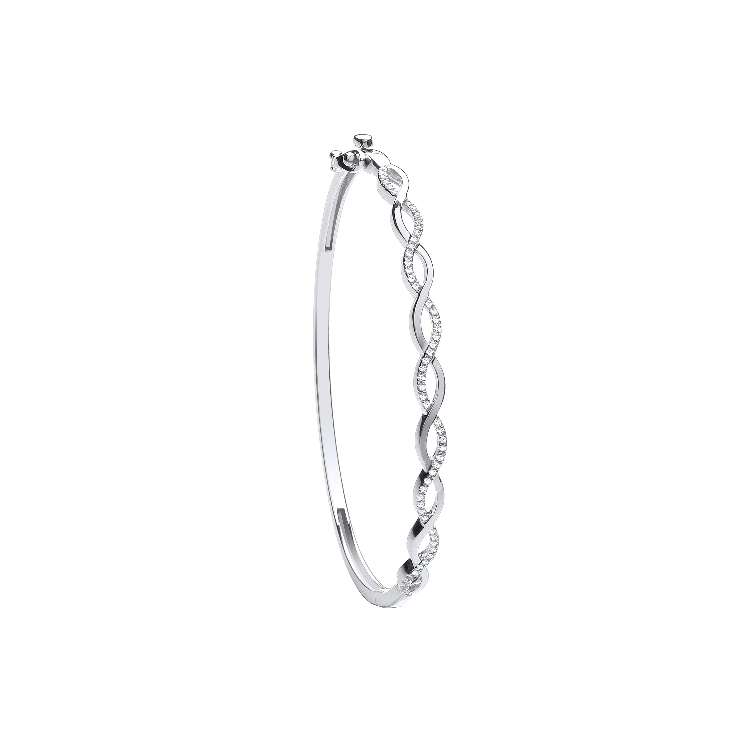 9ct White Gold Entwined 0.33ctw Diamond Bangle