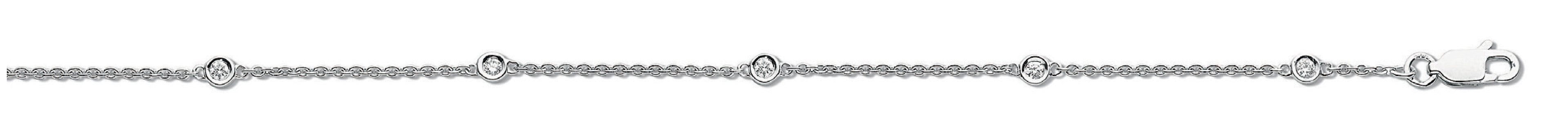 18ct White Gold 0.20ct Diamond by the Yard Rubover Bracelet