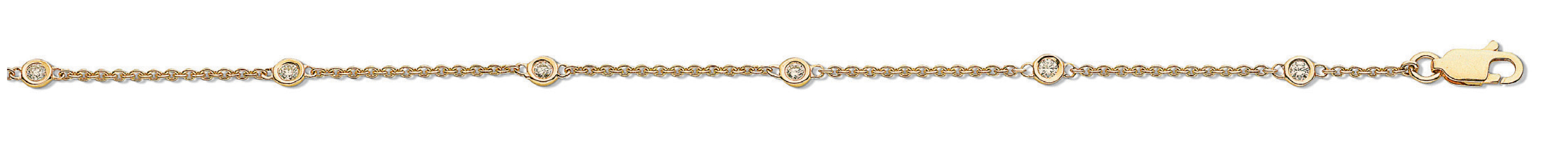 18ct Yellow Gold 0.20ct Diamond by the Yard Rubover Bracelet