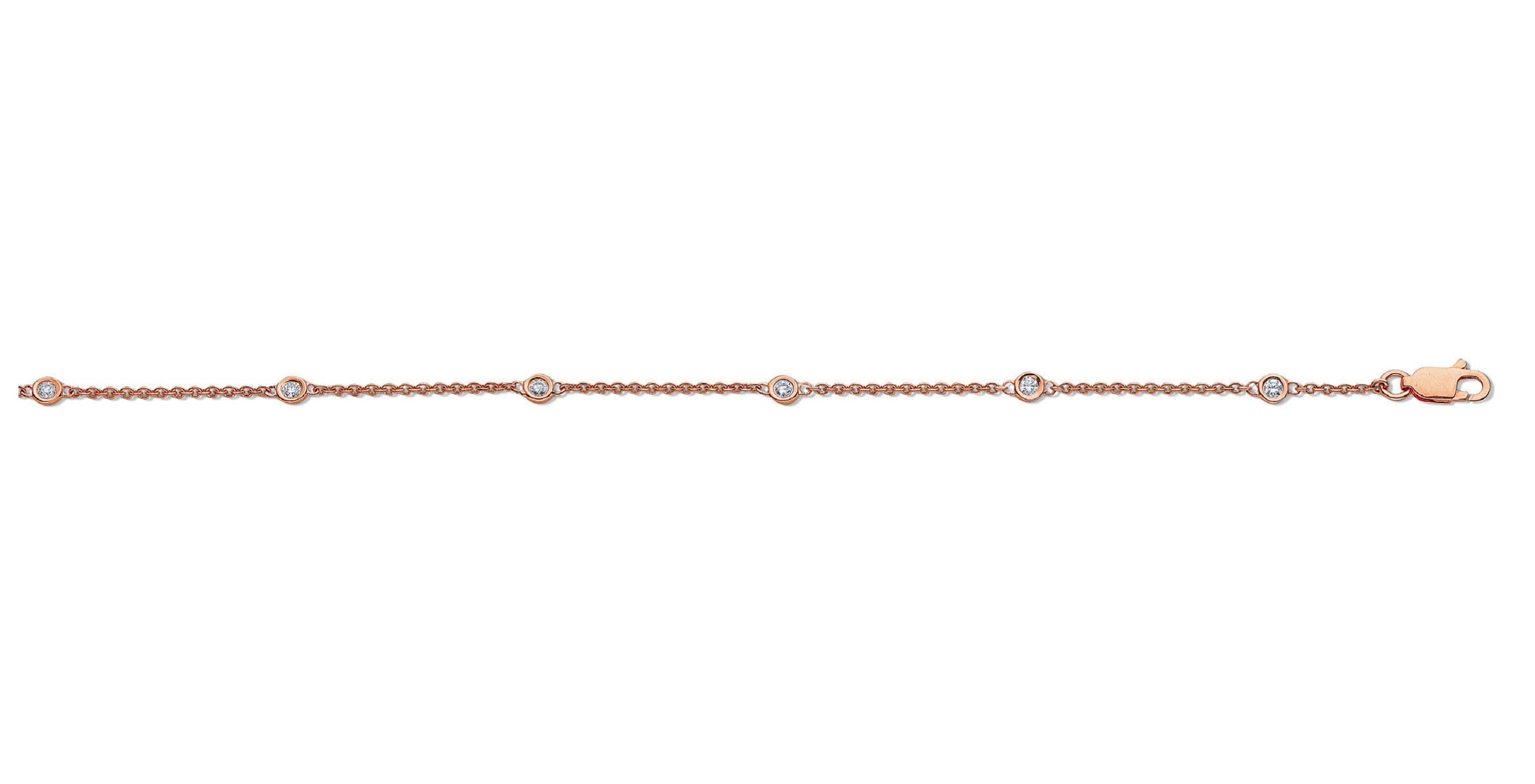 18ct Rose Gold 0.20ct Diamond by the Yard Rubover Bracelet