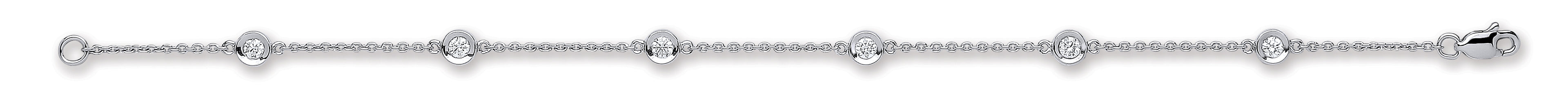 18ct White Gold 0.40ct Diamond by the Yard Rubover Bracelet
