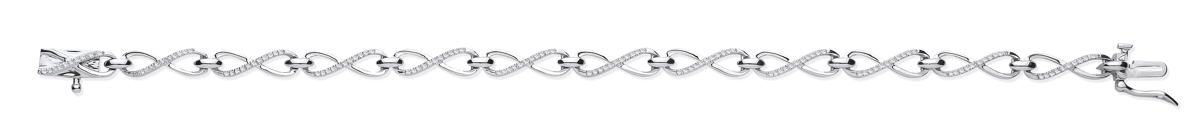 9ct White Gold 0.25ct Diamond Infinity Link Bracelet