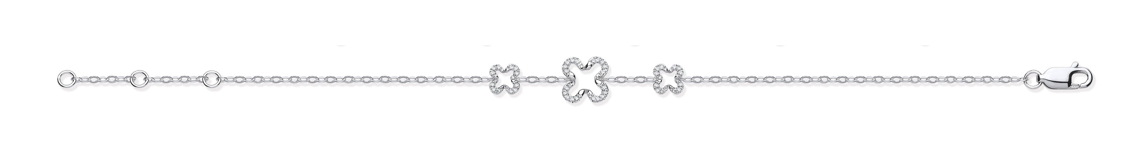 9ct White Gold Four Leaf Clover 0.11ctw Diamond Bracelet