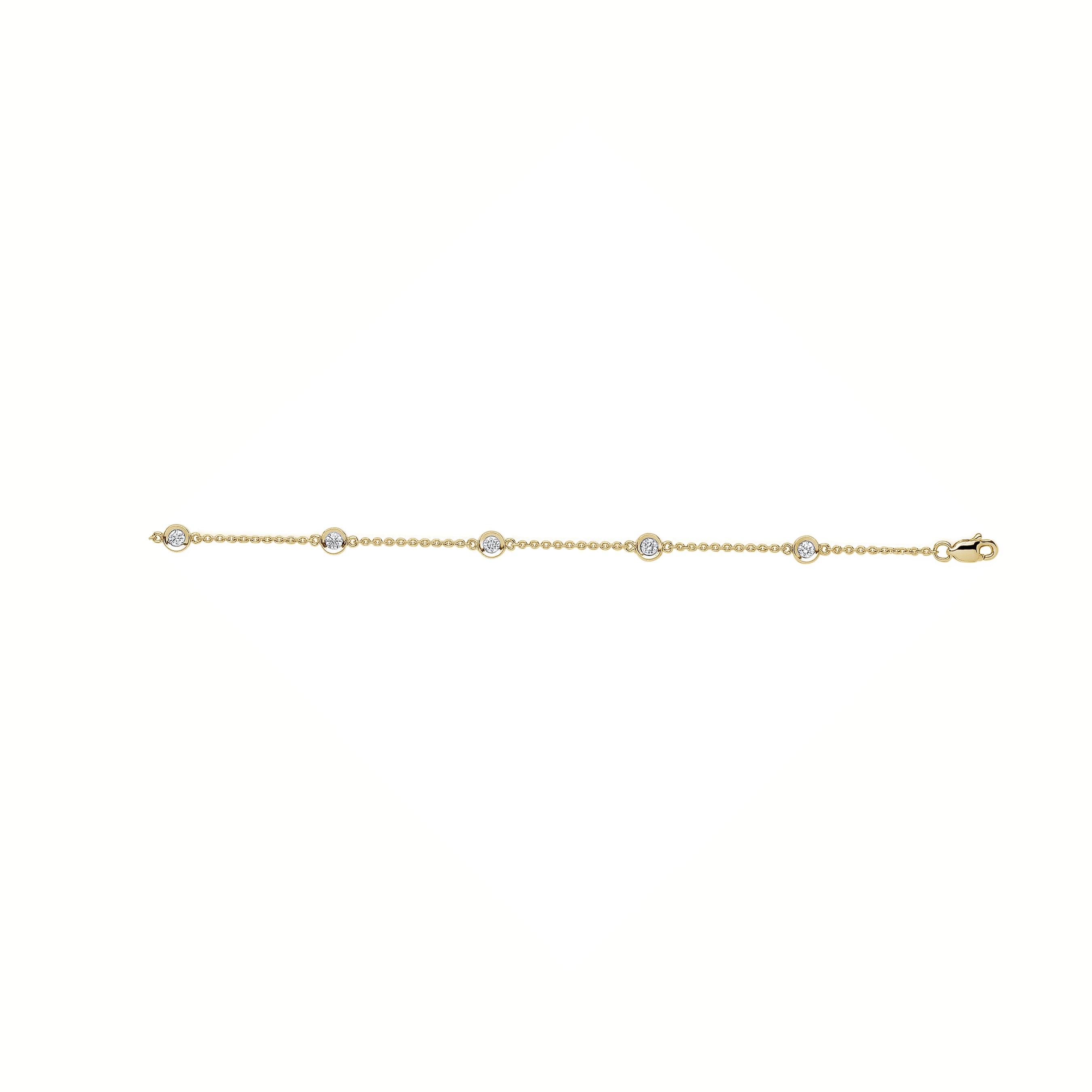 18ct Yellow Gold 0.40ct Diamond by the Yard Rubover Bracelet