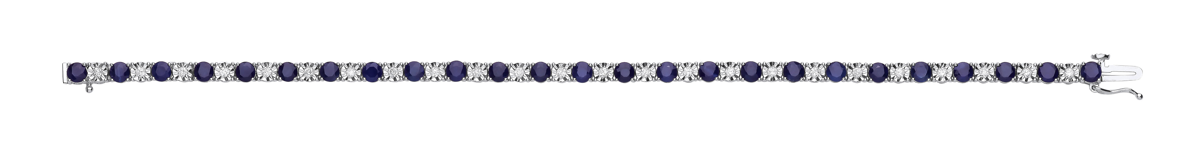 18ct White Gold 0.54ct Diamond and 5.30ct Sapphire Bracelet