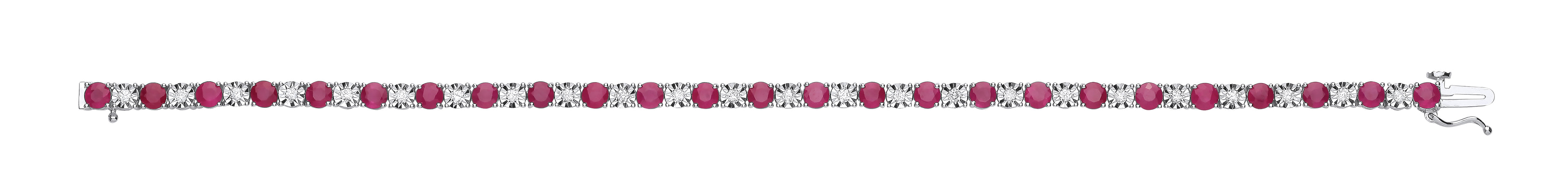 18ct White Gold 0.54ct Diamond and 5.30ct Ruby Bracelet