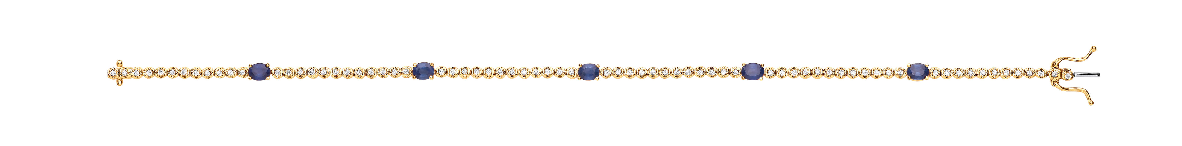9ct Yellow Gold Bracelet 0.40ct Diamond 1.15ct Sapphire