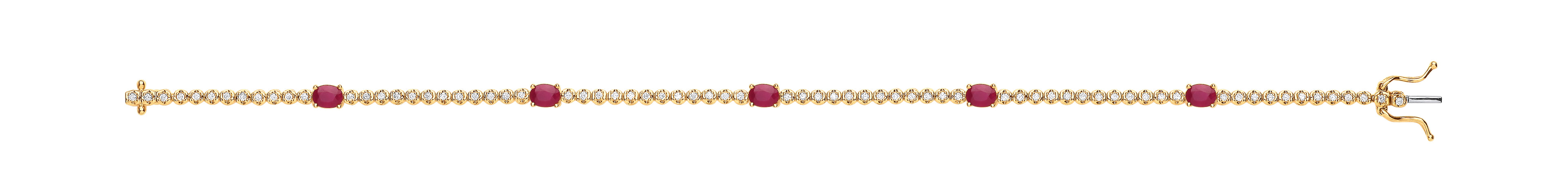 9ct Yellow Gold Bracelet 0.40ct Diamond 1.15ct Ruby