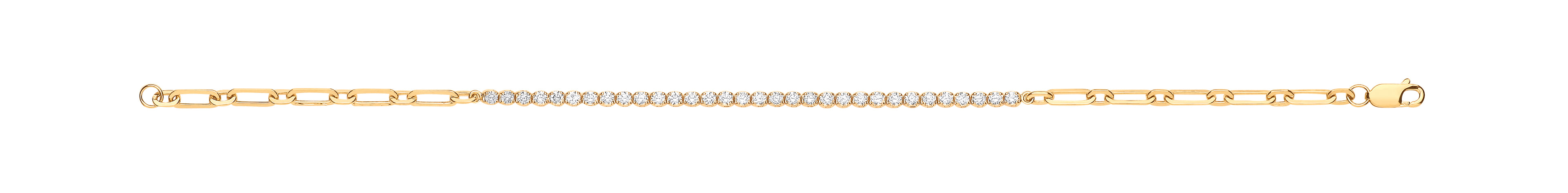 18ct Yellow Gold Half and Half Diamond Tennis Bracelet 0.80ctw