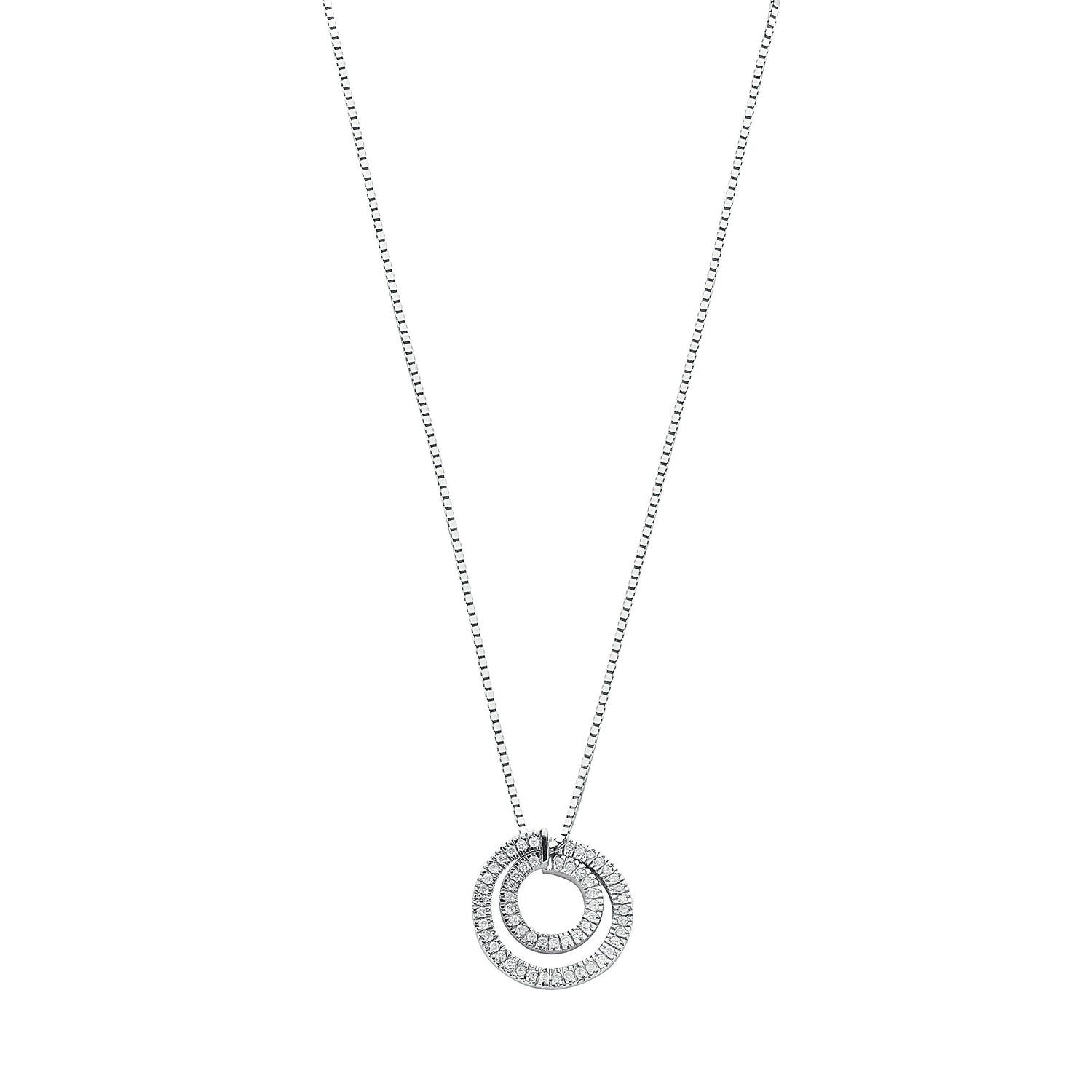 9ct White Gold 0.31ct Diamond Circle Pendant with 18in Chain