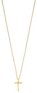 9ct Yellow Gold 0.04ct Diamond Cross Pendant with 18in Chain