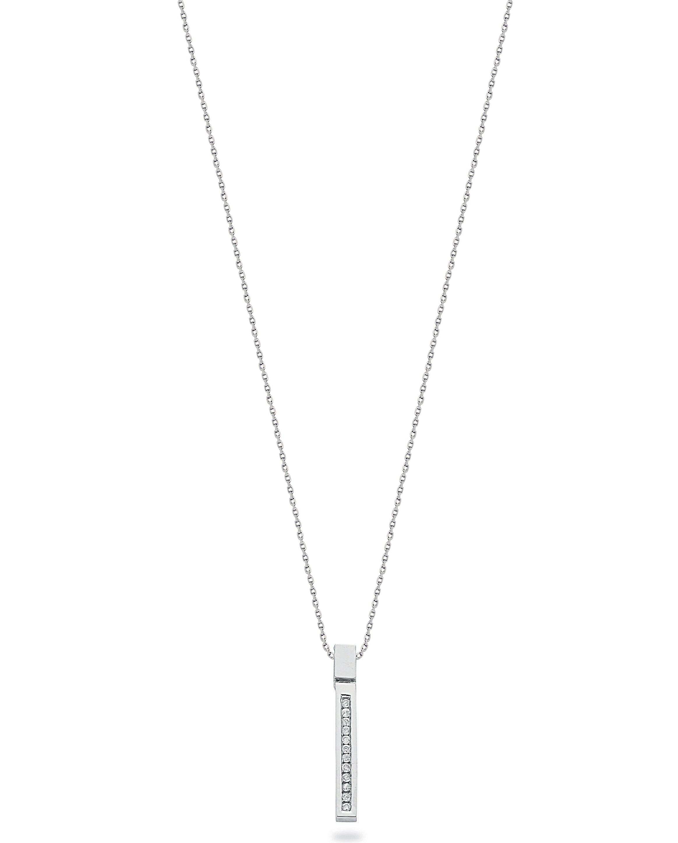 9ct White Gold 0.12ct Diamond Drop Pendant with 18in Chain