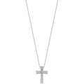 9ct White Gold 0.50ct Brilliant and Baguette Cut Diamond Cross Pendant with 18in Chain