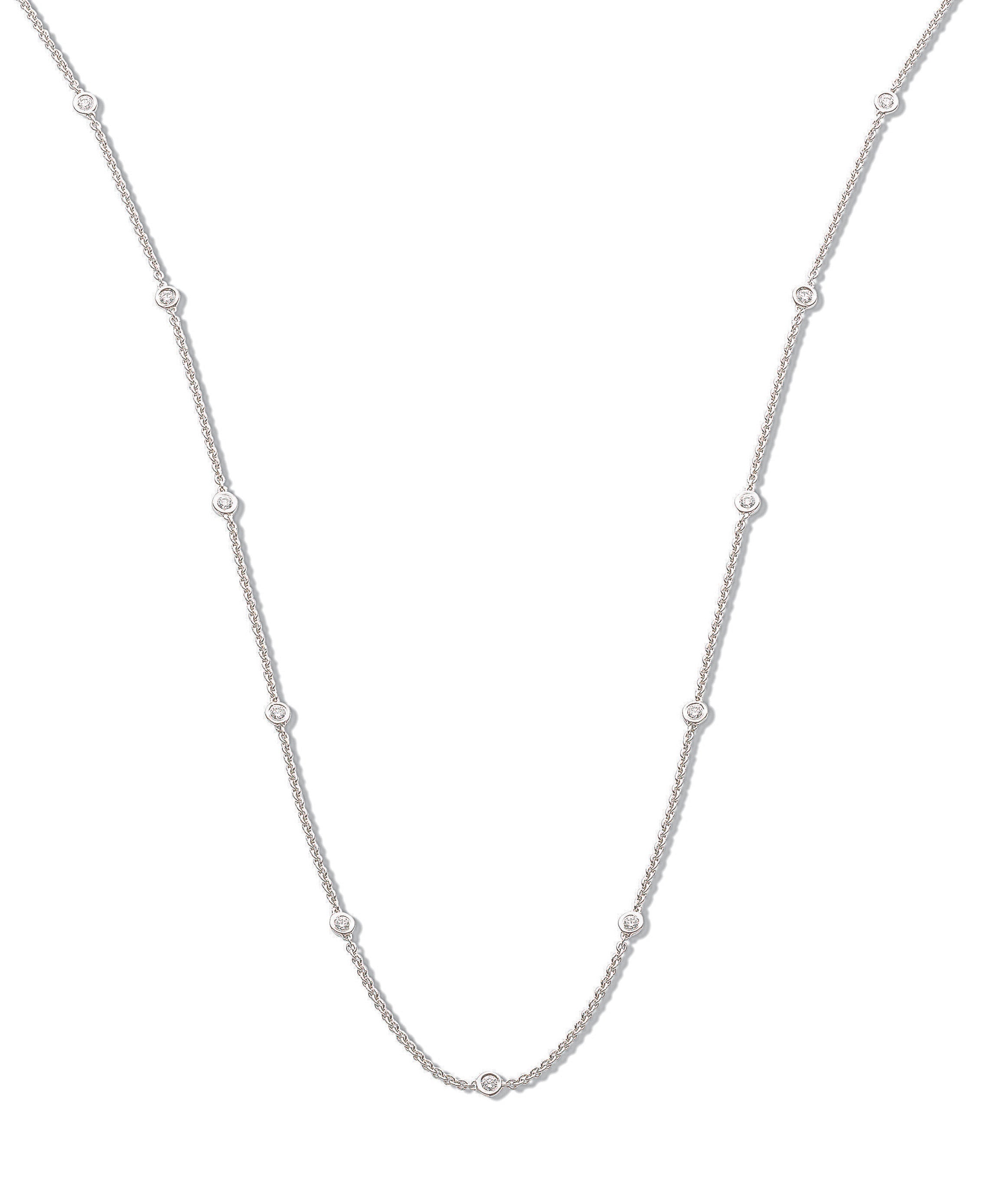 18ct White Gold 0.50ct Diamond by the Yard Necklace 18in