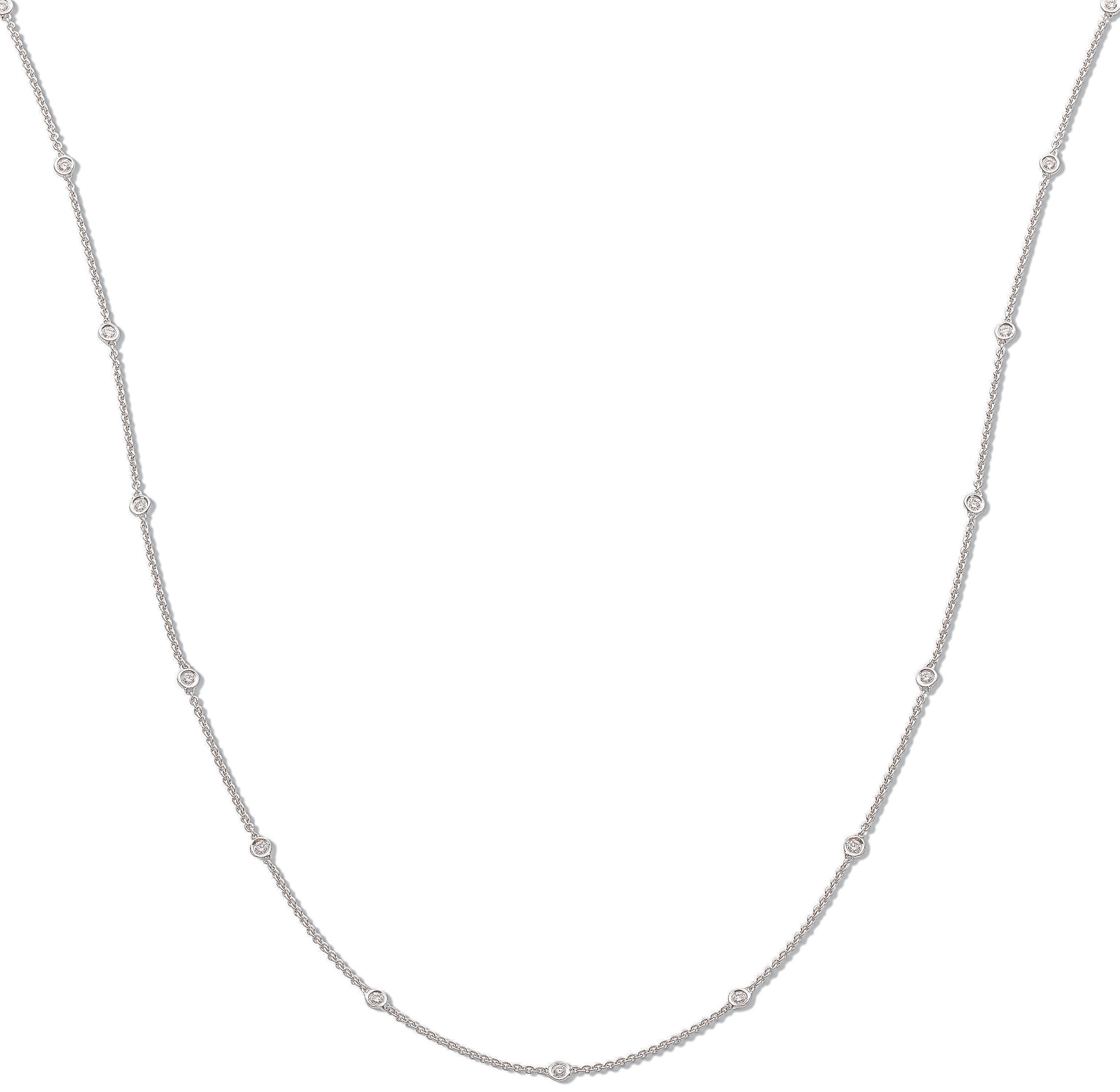 18ct White Gold 1.00ct Diamond by the Yard Necklace 36in