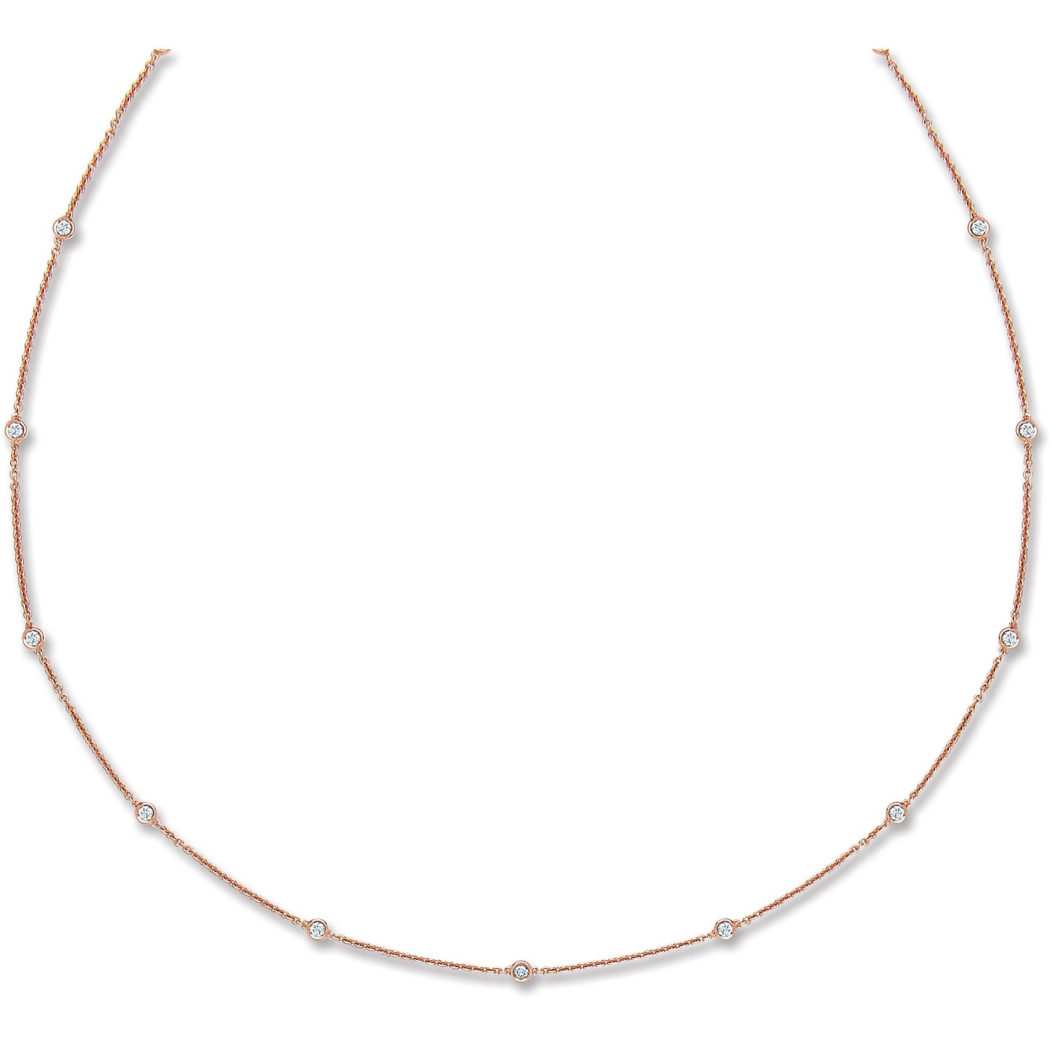 18ct Rose Gold 0.50ct Diamond by the Yard Necklace 18in