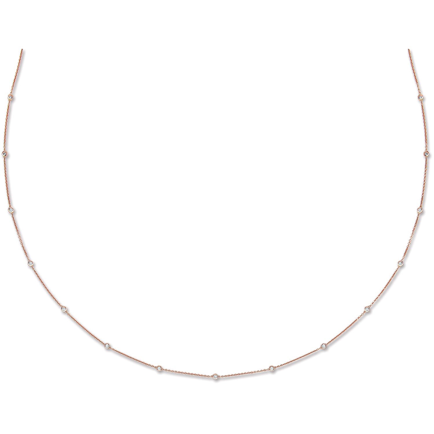 18ct Rose Gold 1.00ct Diamond by the Yard Necklace 36in