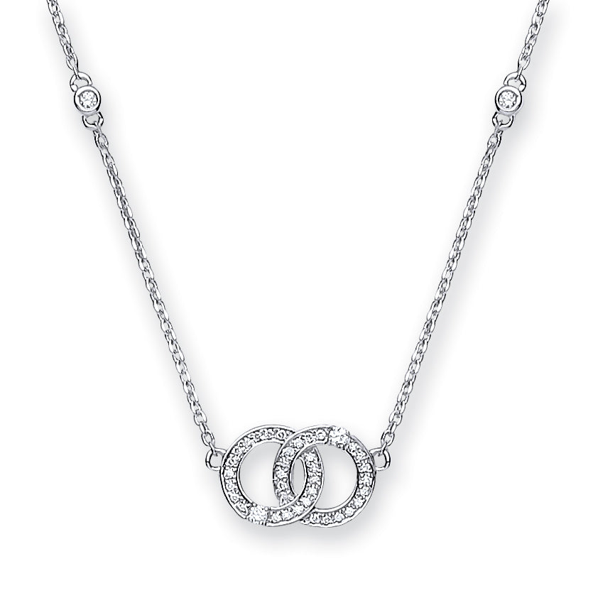 9ct White Gold 0.34ct Diamond Necklace 17in Chain