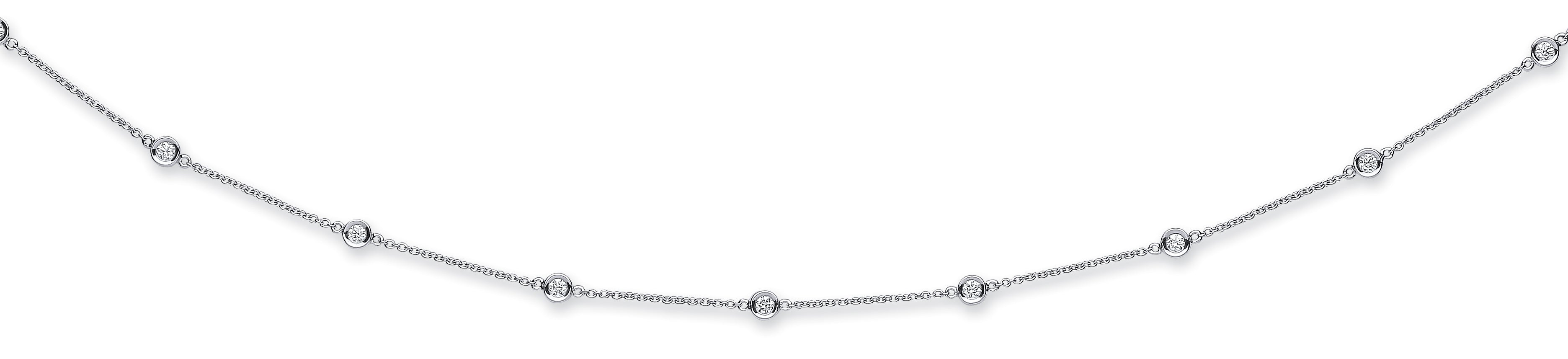18ct White Gold 1.00ct Diamond by the Yard Necklace 18in