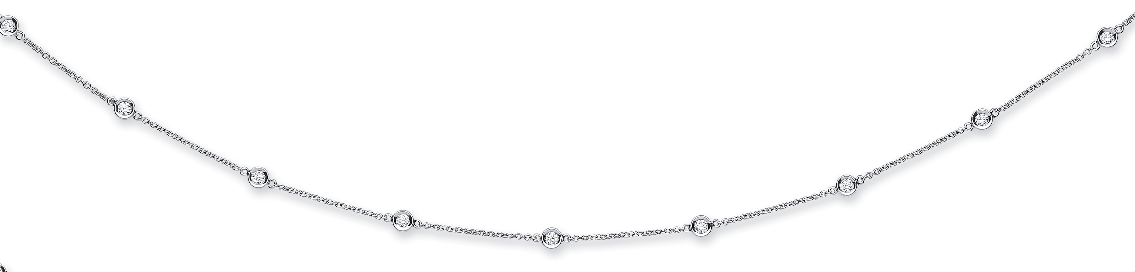 18ct White Gold 2.00ct Diamond by the Yard Necklace 36in