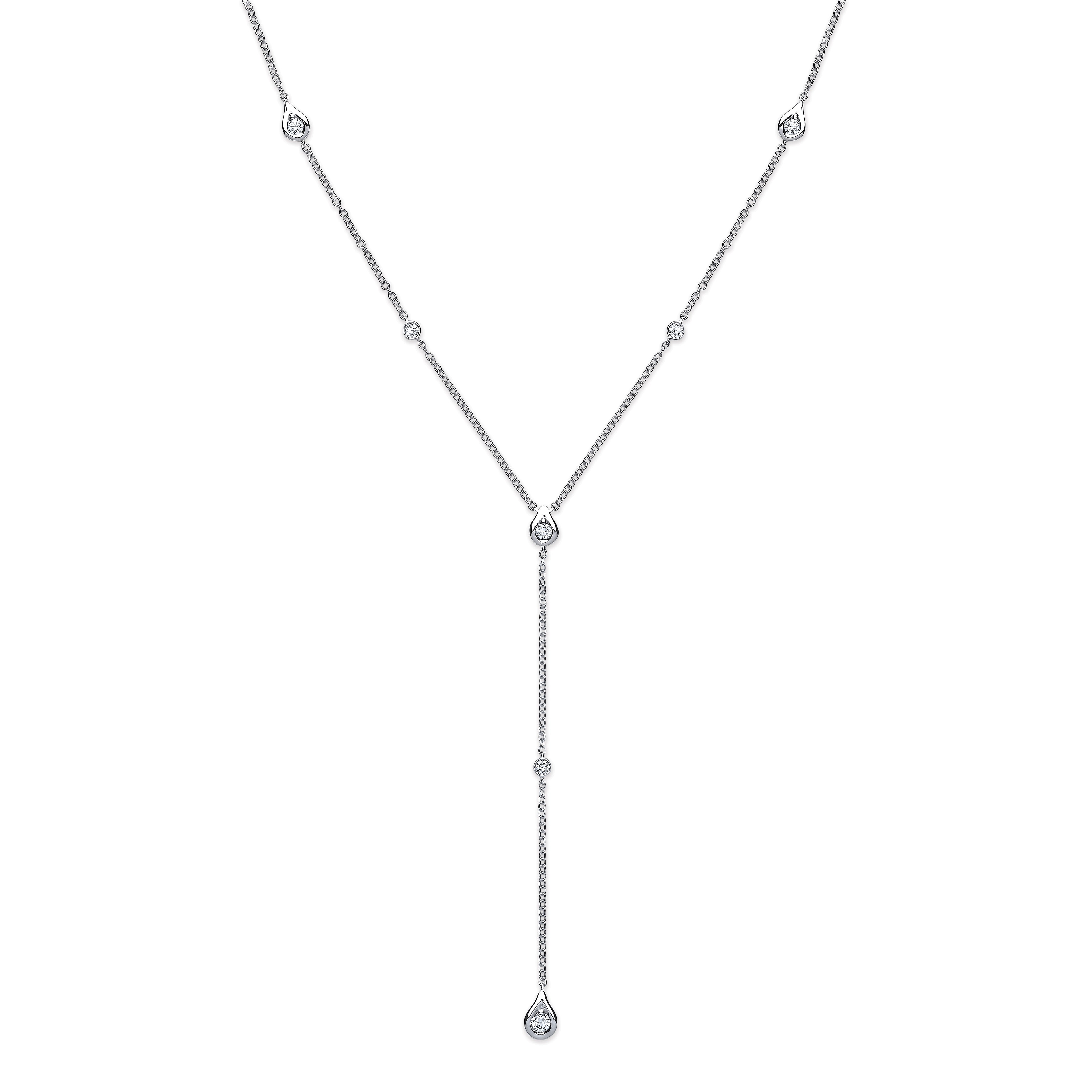 18ct White Gold 0.35ct Diamond Necklace 18in Chain