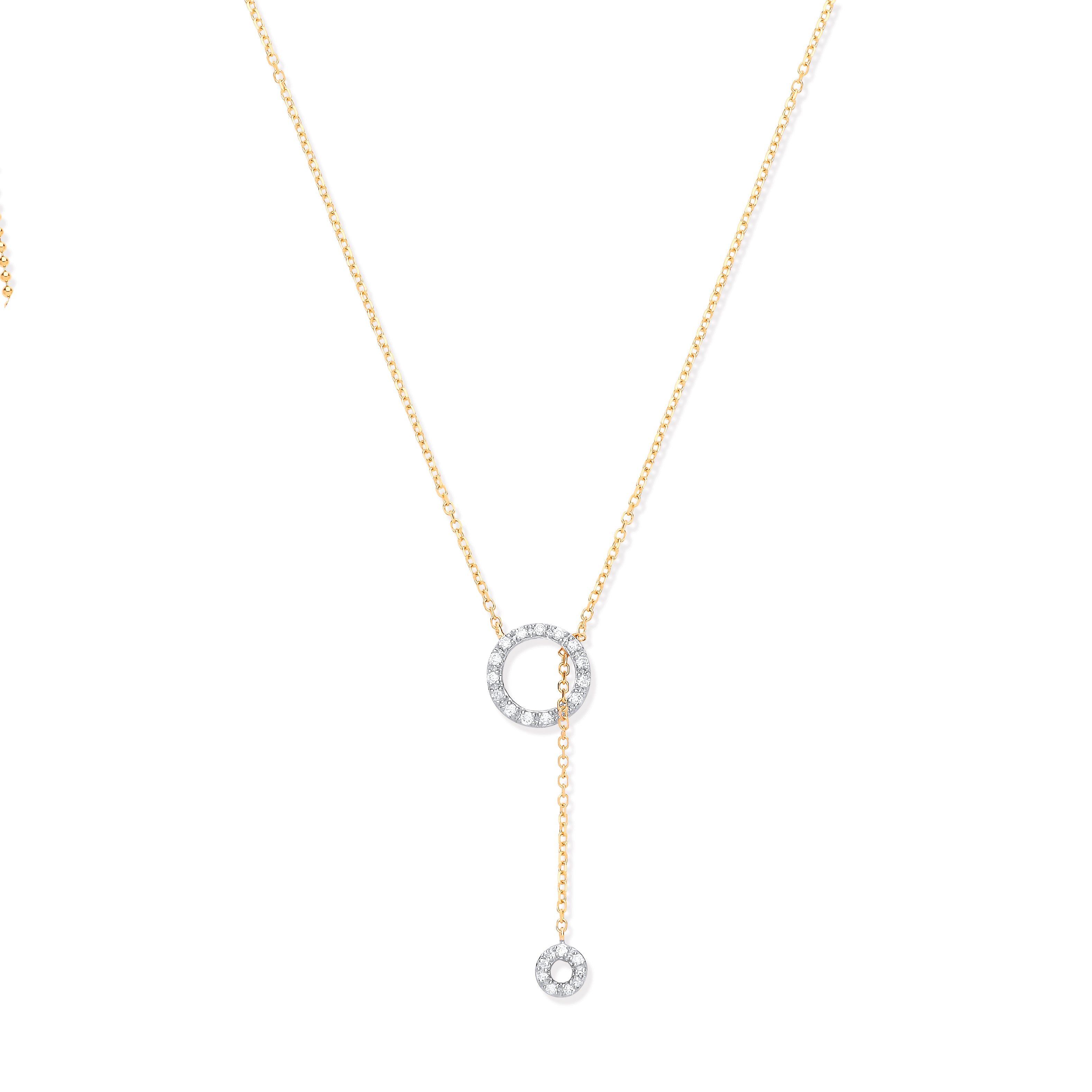 9ct YG 0.09ctw Tassel Through Circle of Life Pendant 18in Chain