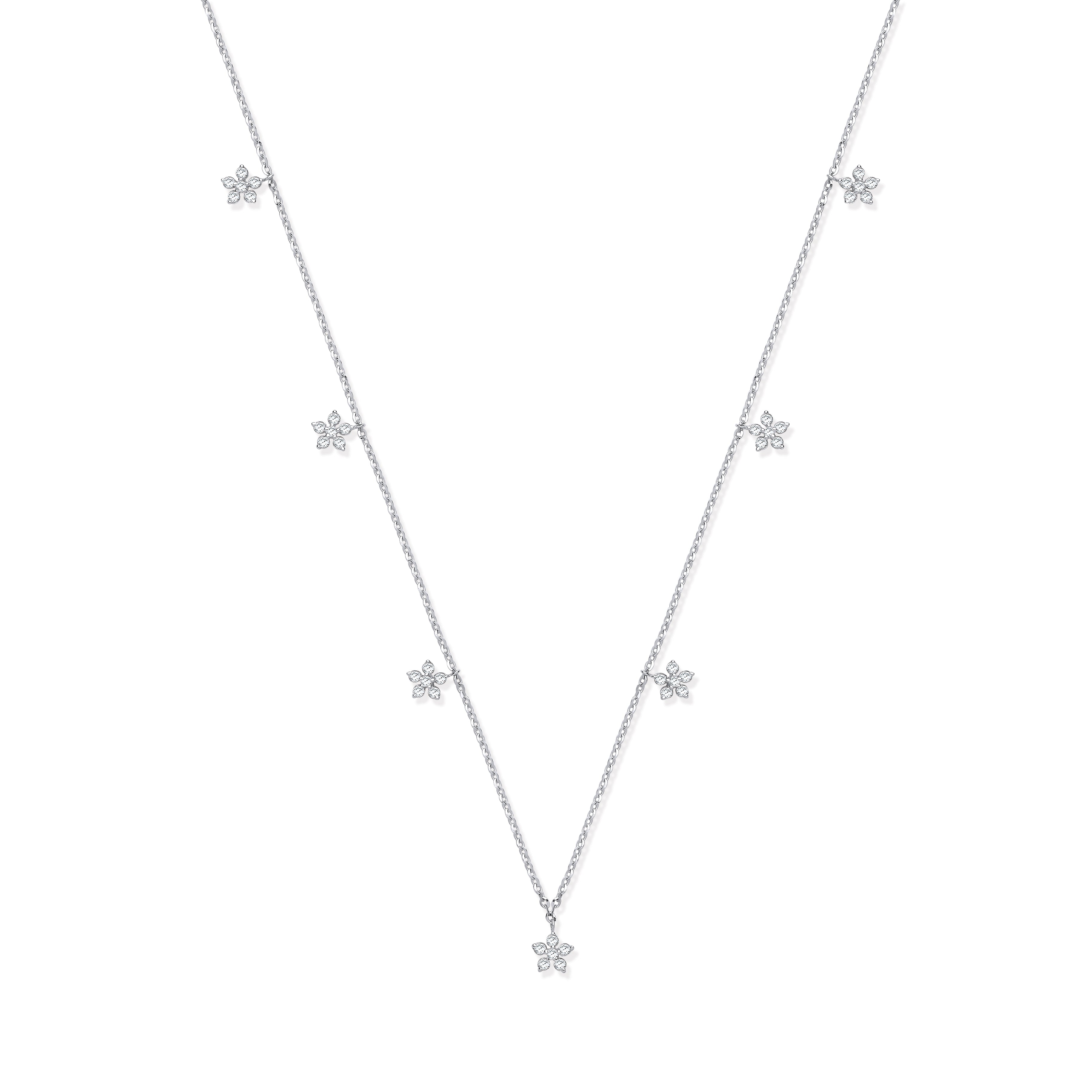 9ct WG 0.27ctw 7 Florets Pendant 18in Chain