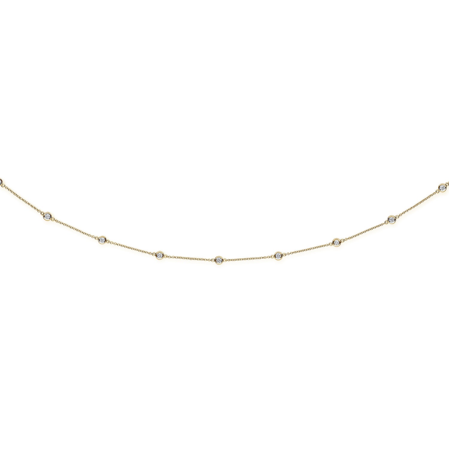 18ct Yellow Gold 2.00ct Diamond by the Yard Necklace 36in Chain