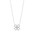 9ct White Gold 0.18ct Diamonds Four-Leaf Clover 18in Chain