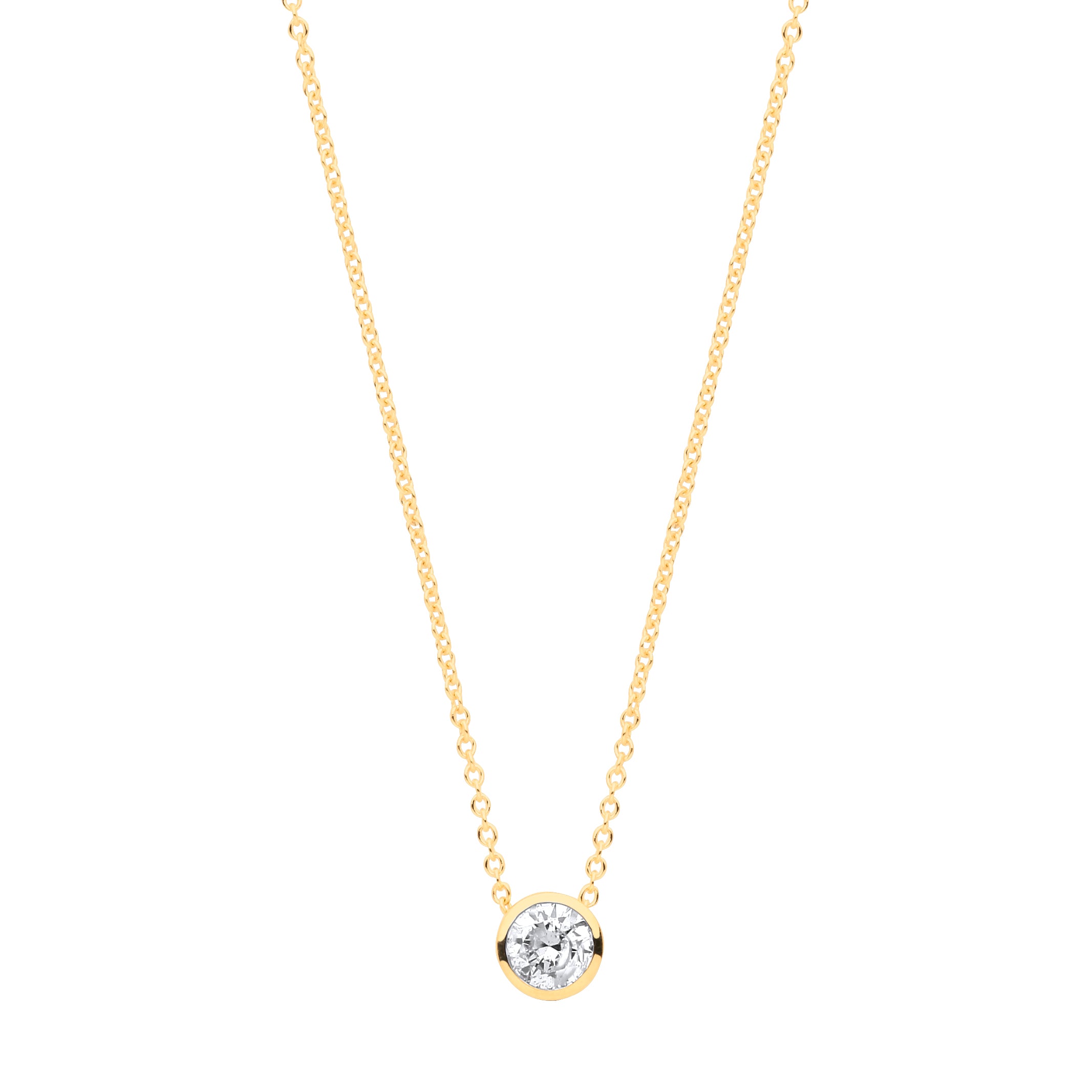 18ct Yellow Gold 0.25ctw G-SI Rubover Diamond Pendant 18in Chain
