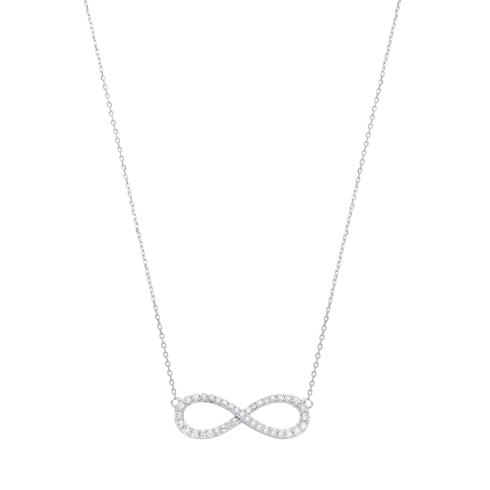 9ct White Gold 0.47ctw G SI Infinity Pendant 18in Chain