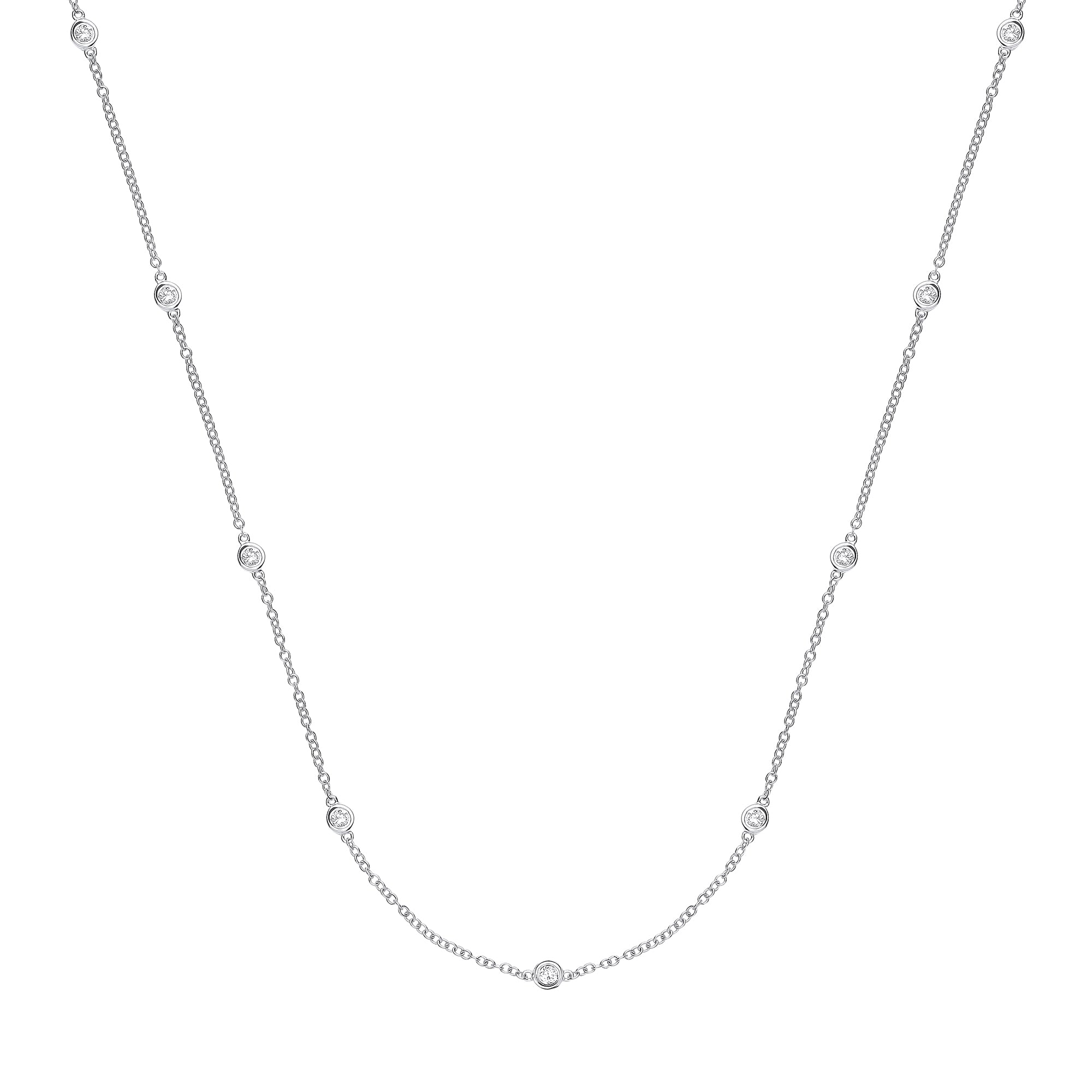 9ct White Gold 0.50ct Diamond by the Yard Necklace 18in