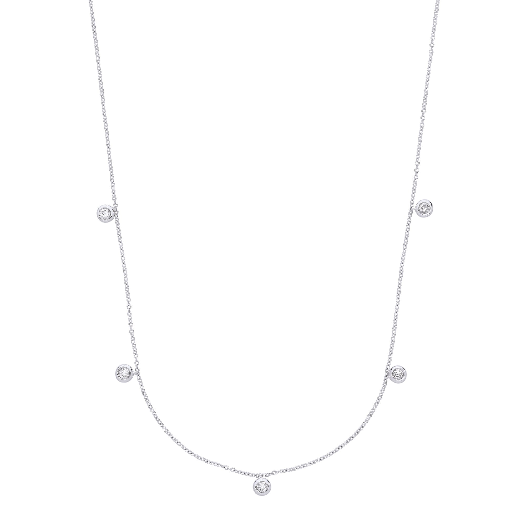 9ct White Gold Rub-Over 0.25ctw Diamond 18in Chain