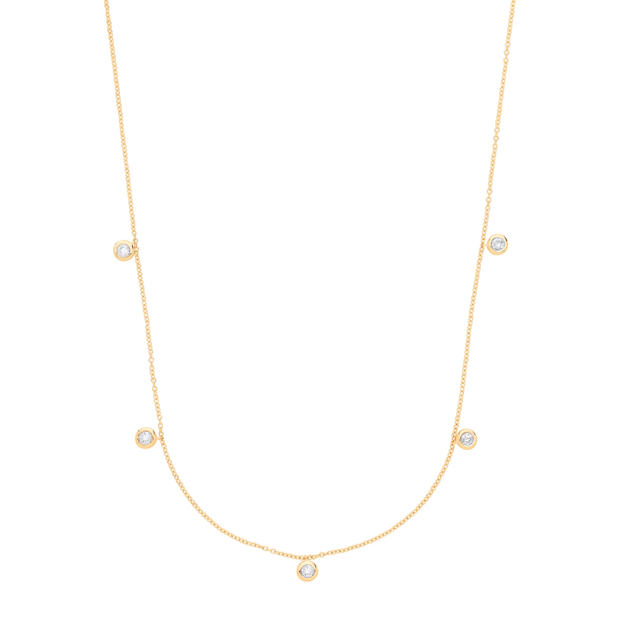 9ct Yellow Gold Rub-Over 0.25ctw Diamond 18in Chain