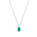 9ct White Gold Diamond 0.03ctw and Emerald 0.38ctw Necklace Chain 17in