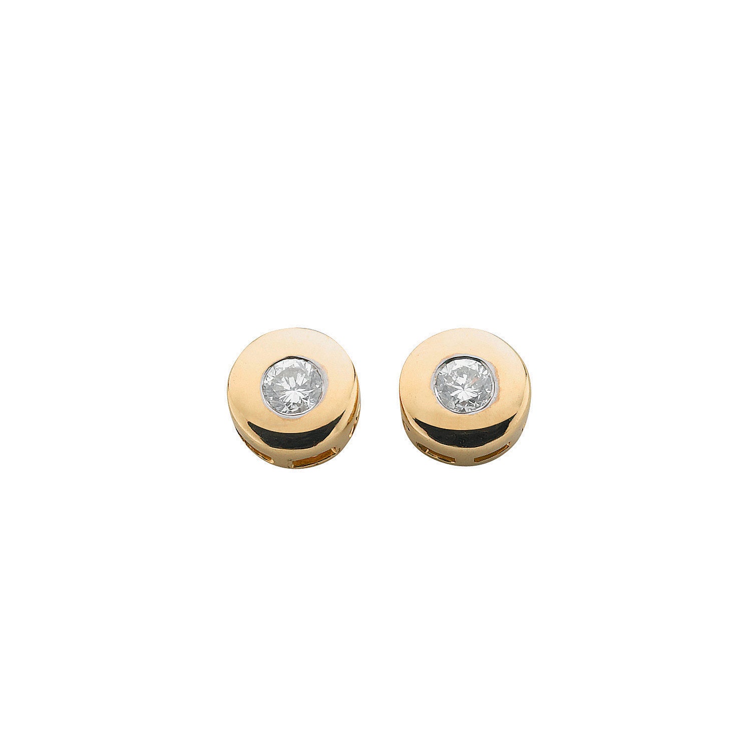 9ct Yellow Gold 0.20ct Rubover Set Diamond Stud Earrings