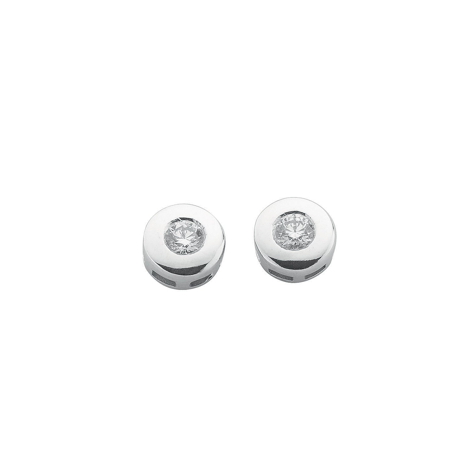 9ct White Gold 0.20ct Rubover Set Diamond Stud Earrings