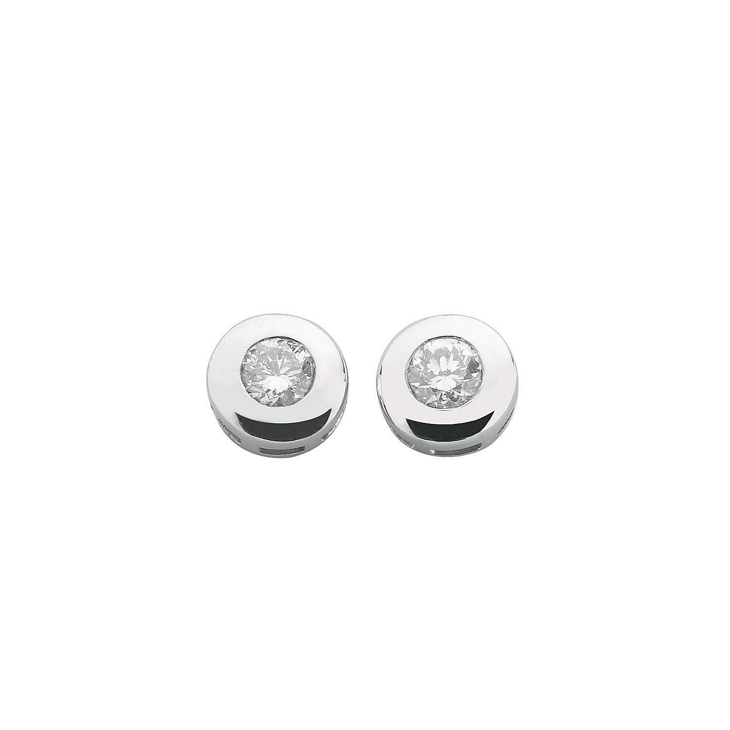 9ct White Gold 0.40ct Rubover Set Diamond Stud Earrings