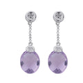 9ct White Gold 0.04ct Diamond and 4.66ct Amethyst Drop Earrings