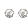 9ct White Gold 0.18ct Diamond and Pearl Stud Earrings