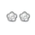 9ct White Gold 0.17ct Diamond and Pearl Stud Earrings