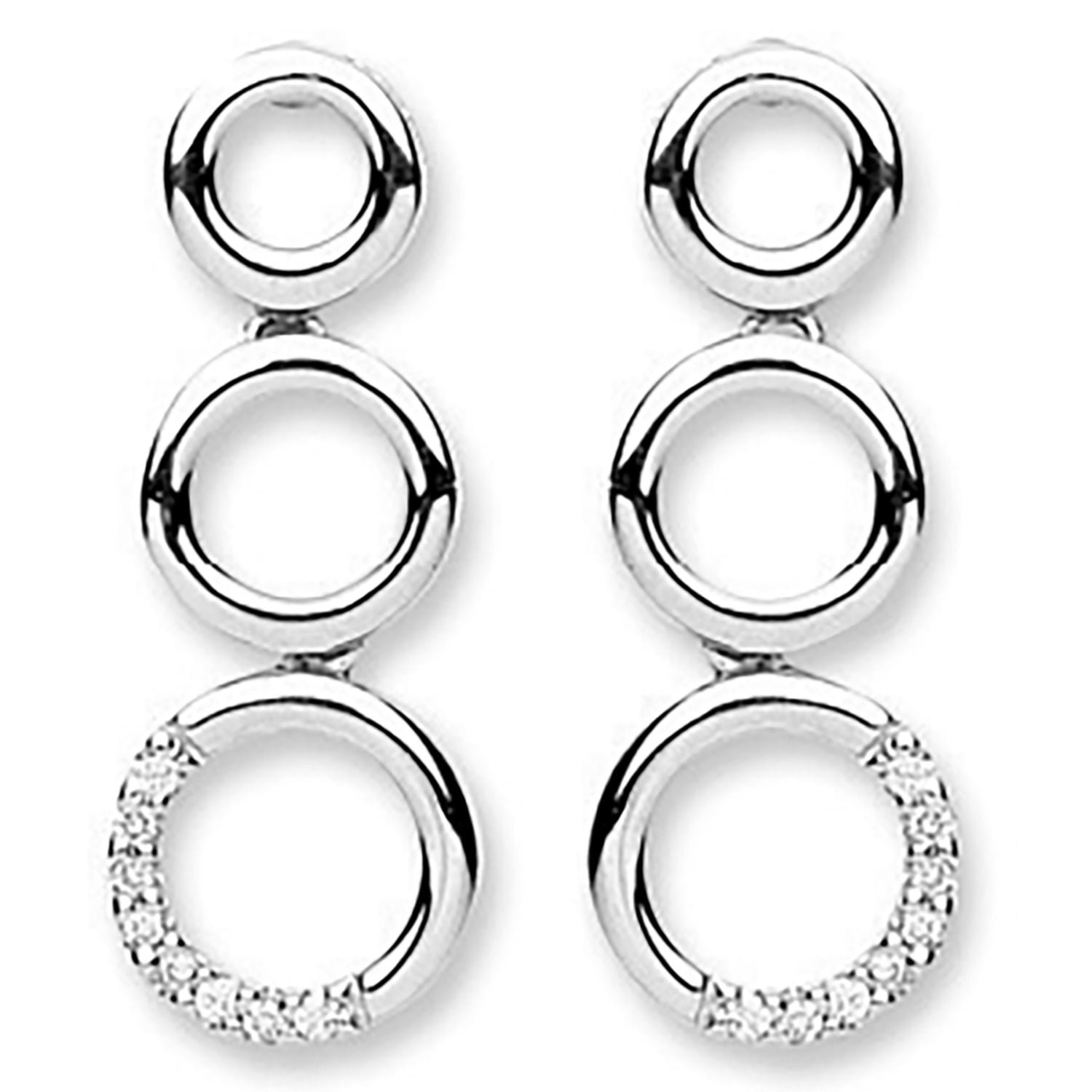 9ct White Gold 0.08ct Diamond Drop Earrings