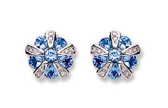 9ct White Gold 0.08ct Diamond and 0.44ct Tanzanite Earrings