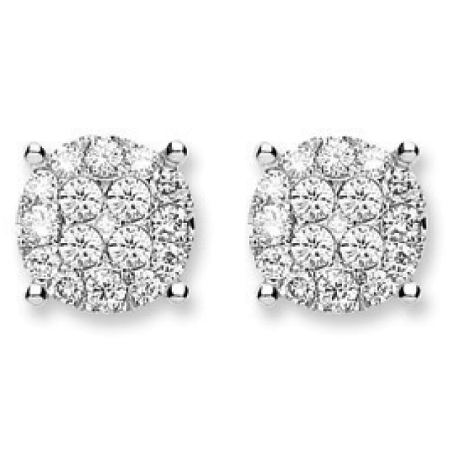 18ct White Gold 1.00ct Cluster Diamond Studs