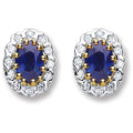9ct Yellow Gold 0.20ct Diamond and 0.90ct Sapphire Stud Earrings