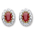 9ct Yellow Gold 0.20ct Diamond and 1.20ct Ruby Stud Earrings