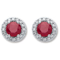9ct White Gold 0.15ct Diamond 0.90ct Round Ruby Stud Earrings