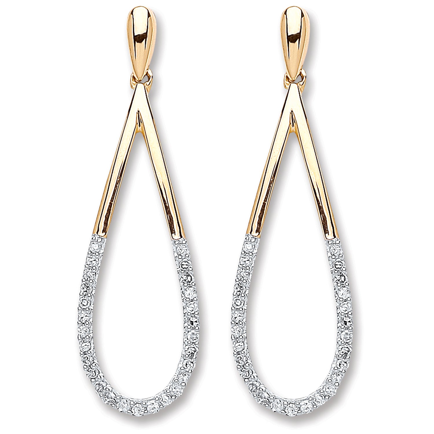 9ct Yellow Gold 0.15ct Diamond Drop Earrings