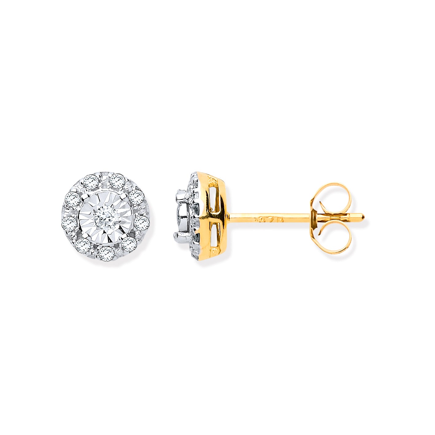 9ct Yellow Gold 0.13ct Diamond Stud Earrings