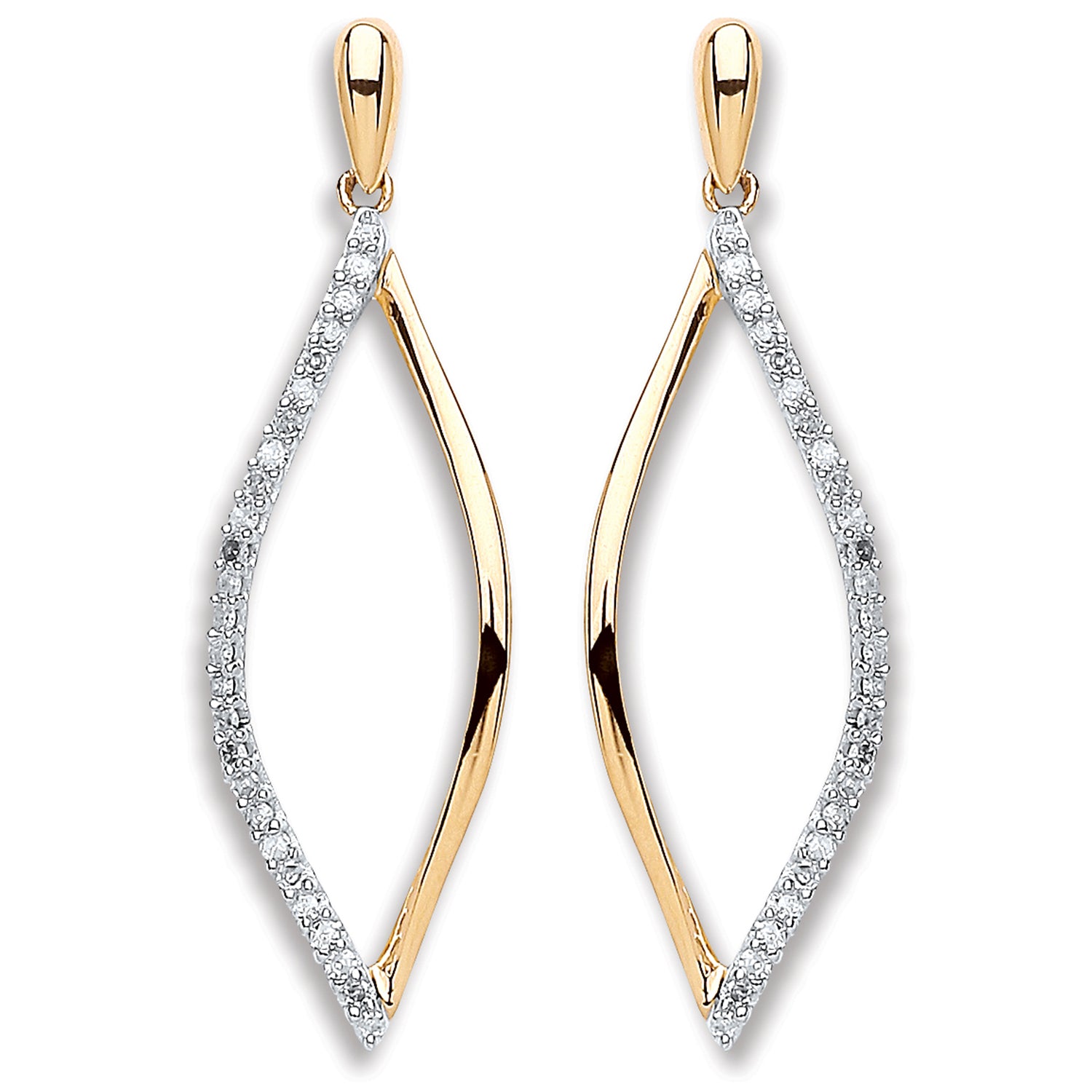9ct Yellow Gold 0.15ct Diamond Drop Earrings